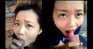 Em gái liếm buồi ở vườn sau nhà