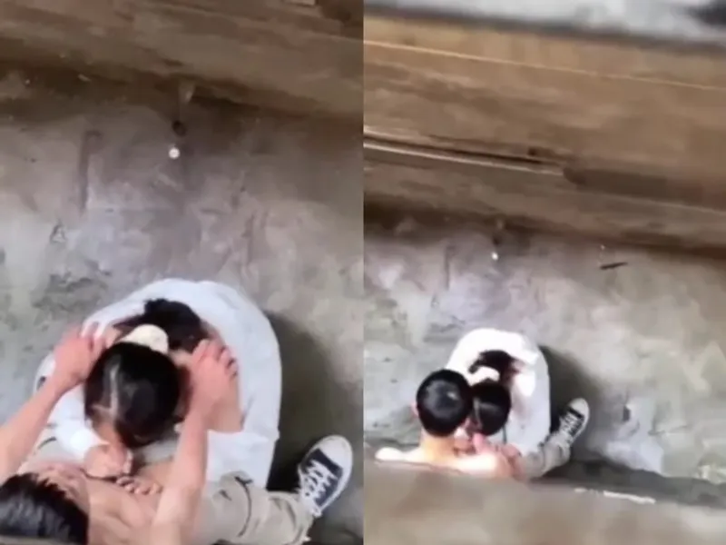Quay lén nữ học sinh bú cò anh người yêu ở khe nhà